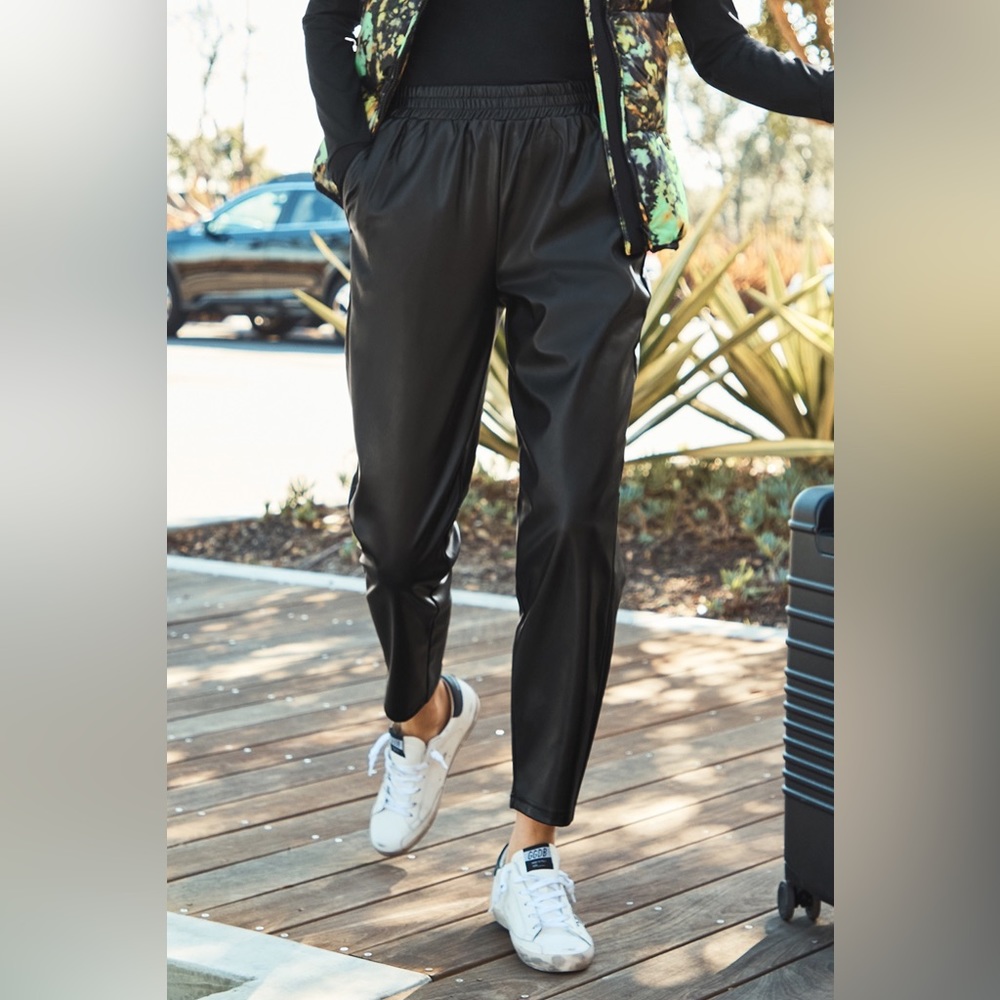 Fabletics Vegan Leather High-Waisted Pant, Black | Size XXL Tall